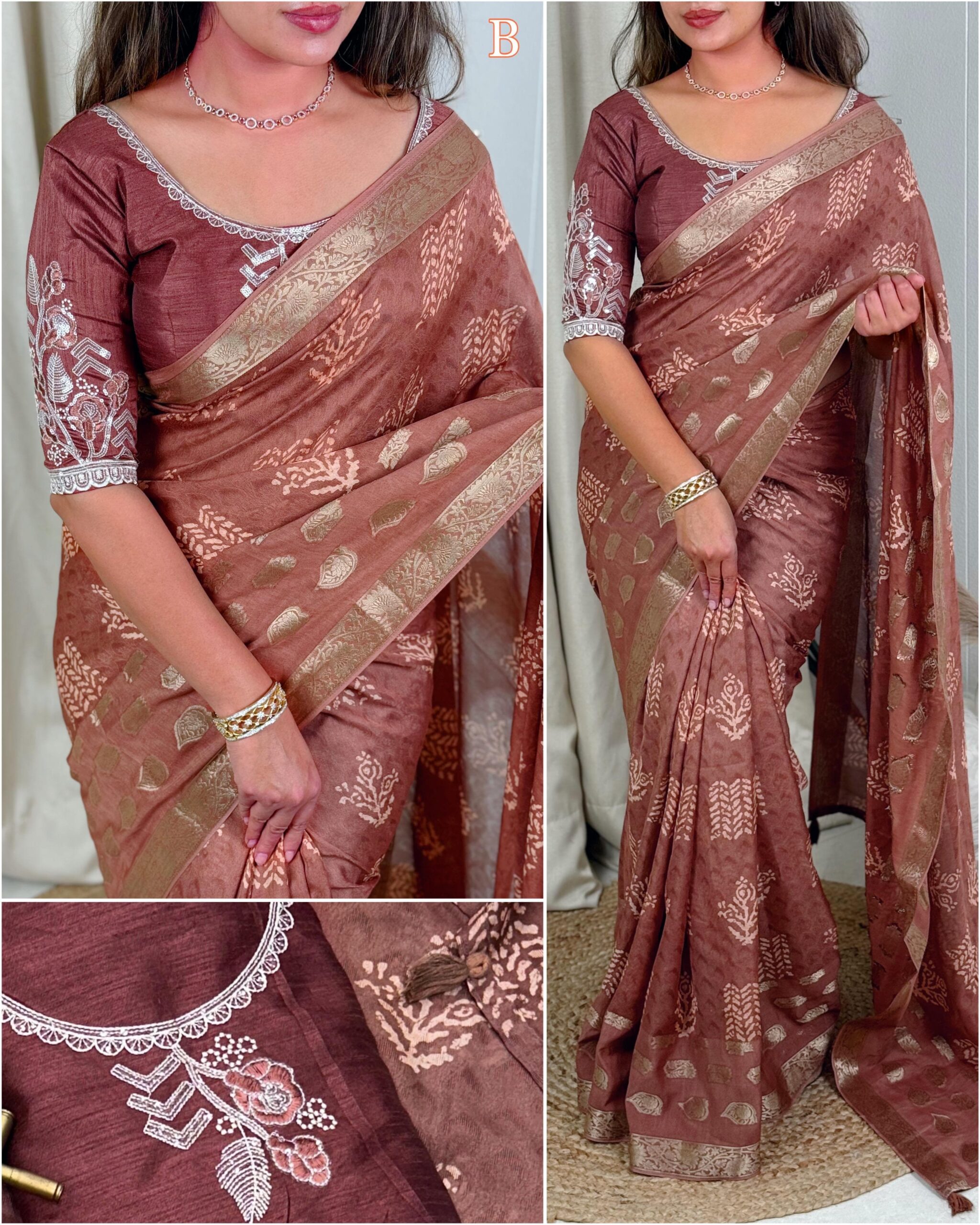 A self Jacquard Printed Cotton Beauty - Image 2