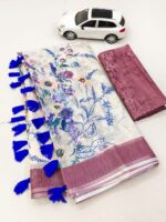 Linen With Silver Jari Border - Image 9