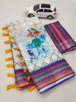 Linen With Silver Jari Border - Image 6