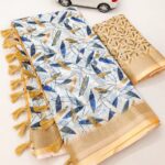 Linen With Silver Jari Border