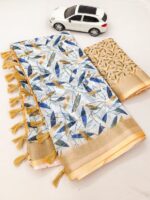 Linen With Silver Jari Border