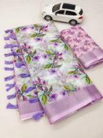 Linen With Silver Jari Border - Image 2