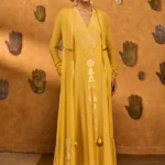 Spiced Ochre Pop Pendant Anarkali Set
