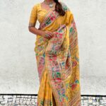 Yellow Nylon Dola Pashmina Saree With Designer Blouse Piece